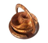 Handmade Fruit Plate Made of Wood Carving, Wooden Fruit Basket, Decorative Folding Fruit Basket Wood with 4 Dividers for Sweets, Fruits, Nuts