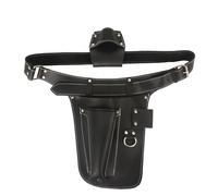 Handmade Full Grain Genuine Leather Florist Tool Belt for Construction, Gardening, Electrician - Waist Pouch with Pockets (Black), Black, L