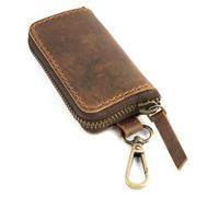 Handmade Full Grain Leather Car Key Holder & Zippered Coin Purse | Belt Loop Key Chain, Compact Earphone Holder, Multi-Functional Money Purse, Elegant Leather Accessory, Versatile Key Organizer,