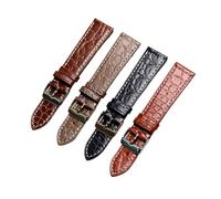 Handmade Garden Pattern Leather Strap, 18 19 20MM Green Brown Soft, Luxury Genuine Men's Watch with Pat(D Rose gold Buckle,20mm)