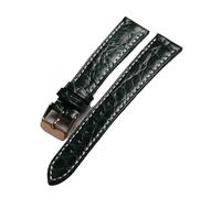 Handmade Garden Pattern Leather Strap, 18 19 20MM Green Brown Soft, Luxury Genuine Men's Watch with Pat(A Rose gold Buckle,18mm)