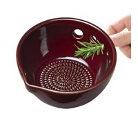 Handmade Garlic Grater Herb Bowl, Labor Saving 5-Hole Efficient Mincer Tool, Stripping Tool Salad Serving Bowl for Pasta Chocolate Ginger Food Lemon Cheese