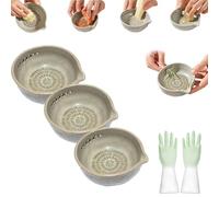 Handmade Garlic Grater X Herb Bowl, 2-in-1 Multi-Functional Kitchen Tool with 5 Hole Sizes, Built-in Grater for Fresh Garlic Ginger Herbs Lemon Zest Cheese, Effortless Kitchen Prep and Minimal Mess