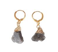 Handmade Gemstone Labradorite Earrings for Women and Teen, Irregular Raw Stone Dangle Drop Earrings Gold Plated Leverback Handmade Jewelry