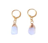 Handmade Gemstone Opalite Earrings for Women and Teen, Irregular Raw Stone Dangle Drop Earrings Gold Plated Leverback Handmade Jewelry