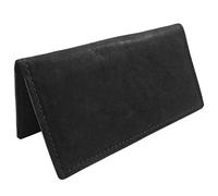 Handmade Genuine Bison Leather USA Made Checkbook Cover - Black -