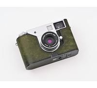 Handmade Genuine Leather Camera Half Case for FUJIFILM X-Half/FUJIFILM X-Half Camera Case - Top Layer Cowhide Body + Metal Base Plate (Matte Green)