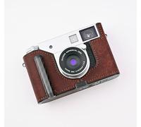Handmade Genuine Leather Camera Half Case for FUJIFILM X-Half/FUJIFILM X-Half case - Top Layer Cowhide Body + Metal Base Plate+ Hand Shank Design (Matte-Dark-Brown)