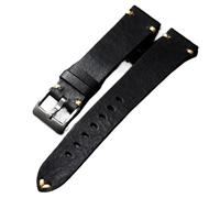 Handmade Genuine Leather Watch Band - Soft Vintage Style Strap for Men(Brack,21mm)
