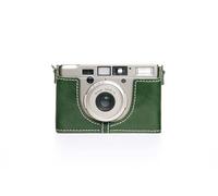 Handmade Genuine Real Leather Half Camera Case Bag Cover for Contax Tix Green color