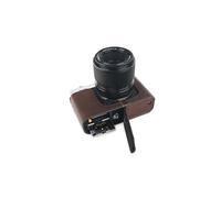 Handmade Genuine Real Leather Half Camera Case Bag Cover for FUJIFILM X-E4 XE4 Coffee color