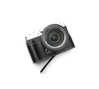 Handmade Genuine Real Leather Half Camera Case Bag Cover for FUJIFILM X-T200 Black Color