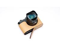 Handmade Genuine Real Leather Half Camera Case Bag Cover for Leica Q3 Light Yellow color
