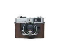 Handmade Genuine Real Leather Half Camera Case Bag Cover for Minolta Hi-Matic 7Sii Film Camera Coffee color
