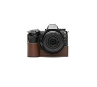 Handmade Genuine Real Leather Half Camera Case Bag Cover for Nikon Z6III Coffee Color