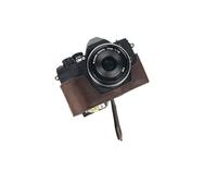 Handmade Genuine Real Leather Half Camera Case Bag Cover for Olympus OM-D E-M10 Mark iv Coffee Color Bottom Open
