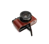 Handmade Genuine Real Leather Half Camera Case Bag Cover for Panasonic LX100 II Brown color