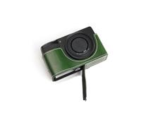 Handmade Genuine Real Leather Half Camera Case Bag Cover for Ricoh GR III GR3 Green color