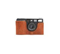 Handmade Genuine Real Leather Half Camera Case Bag Cover for Ricoh GR1V Red Brown color