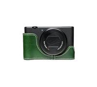 Handmade Genuine Real Leather Half Camera Case Bag Cover for Sony ZV-1 ZV1 Green color