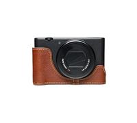 Handmade Genuine Real Leather Half Camera Case Bag Cover for Sony ZV-1 ZV1 Rufous color