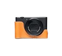Handmade Genuine Real Leather Half Camera Case Bag Cover for Sony ZV-1 ZV1 Sandy Brown color