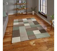 Handmade Geometric Grey/green Rug-120Cm X 170Cm