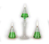 Handmade Glass Oil Lamps, Bliss Set Transparent (Green)