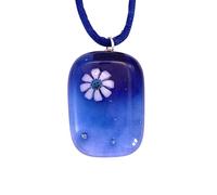 Handmade Glass Pendant, Millefiori Murrine Smiley Flower Pendant, Dichroic Glass Floral Necklace, Smiley Necklace, Flower Jewellery (A)