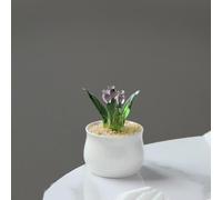 Handmade Glass Pink Tulips Flowers Figurine Blown Crystal Glaze Ornament Gift Table Home Decor