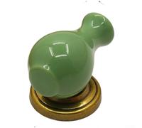 Handmade Glazed Knob for Kitchen Cupboard Doors(Green) | Handmade glaze craft, vibrant wine bottle shape, red yellow green blue, fits 1-4.5cm doors, kitchen wardrobe use
