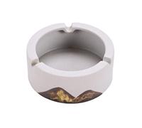 Handmade Glazed Painted Ceramic Collectible Ashtray for Men Smokers Gifts,Round Ashtray Creative Ornaments(White)