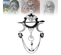 Handmade Goddess of the Night Witchy Hair Pin, Dark Fashion Accessory, Fantasy Pagan Hairpins for Halloween Cosplay, Witchy Looks Hairpin, Hair Rhinestone Accessories for Long Hairs (1pcs)