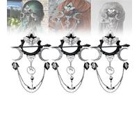 Handmade Goddess of the Night Witchy Hair Pin, Dark Fashion Accessory, Fantasy Pagan Hairpins for Halloween Cosplay, Witchy Looks Hairpin, Hair Rhinestone Accessories for Long Hairs (3pcs)