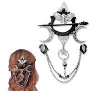 Handmade Goddess of the Night Witchy Hair Pin, Dark Halloween Hair Clips Accessories, Witchy Looks Hairpin, Fantasy Pagan Hairpins, for Halloween Cosplay (1 Pcs)