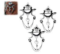 Handmade Goddess of the Night Witchy Hair Pin, Goddess of the Night Hair Pin, Fantasy Pagan Hairpins, Dark Fashion Accessory, for Halloween Cosplay (3PC)