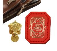 Handmade Golden Turtle Amu-let, Luc-ky Charm With Leather Pouch