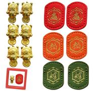 Handmade Golden Turtle Feng Shui Amulet,Golden Lucky Charm Turtle Bite Coin (6set,Red box)
