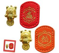 Handmade Golden Turtle Feng Shui Amulet,Golden Lucky Charm Turtle Bite Coin (A,Red box)