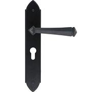 Handmade Gothic Unsprung Lever Lock Handle Set - 9 3/4" x 1 ¾" - Traditional Black