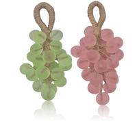 Handmade Grape Soap on a Rope Gift Set - Natural Cold Process Bar Soaps,Decorative Grape Cluster Design,Aromatic & Moisturizing for Baptisms/Air Freshening/Gifts/Decor (2PCS-A)