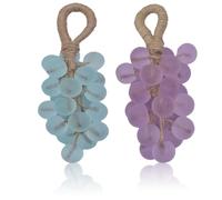 Handmade Grape Soap on a Rope Gift Set - Natural Cold Process Bar Soaps,Decorative Grape Cluster Design,Aromatic & Moisturizing for Baptisms/Air Freshening/Gifts/Decor (2PCS-E)