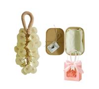 Handmade Grape Soap on a Rope, Natural Grapes Soap Cluster for Men and Women, Decorative Soap Grapes for Bathroom, Lasting Fragrance Body and Hand Wash (F)