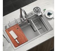 Handmade Gun Gray Workbench with Knife Holder Durable Sink for Kitchen or Workshop 80x50x20cm Ideal for Chefs and DIY Enthusiasts