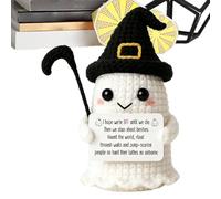 Handmade Halloween Crochet Doll Ghost & Cauldron Knitted Plush Toy Fu