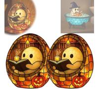 Handmade Halloween Ghost Reading Night Light, Ghost Bubble Bath Reading Book Light Catcher for Halloween Party or Gift(2PCS B)