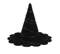 Handmade Halloween Witch Hat Black Knitted Decorative Desktop Ornament For Home Party Cute Halloween (Black, 25x20cm)