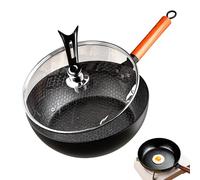 Handmade Hammer-textured Frying Pan, Iron Fry Pan, Cast Iron Skillet With Lid, Handmade Hammered Finish, Versatile Cooking Anywhere, 28cm/11.02 Inches For Baking Induction Cooker Dining Breakfast