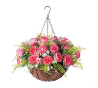 Handmade Hanging Basket with Lifelike Artificial Flowers to Brighten Up Any Room (D)