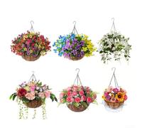 Handmade Hanging Basket with Lifelike Artificial Flowers to Brighten Up Any Room (E)